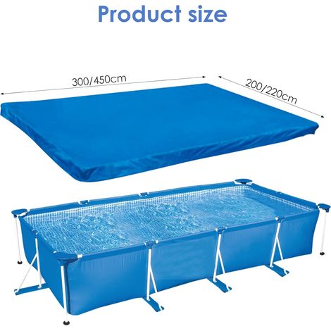 Bâche pour Piscine 3 x 2 m Rectangulaire,Couverture de Piscine, Matériau Amélioré, Plus épais et Durable, Résistant à la Poussière et aux Feuilles(300 200CM/9.84 6.56FT) (1/5)