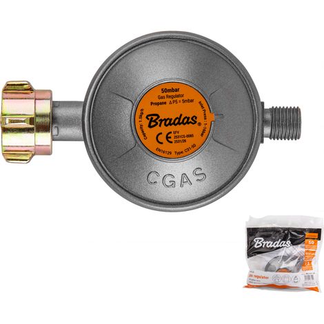 BRADAS REDUKTOR GAZOWY Z ZAWOREM BEZPIECZEŃSTWA EFV 50 mbar 1,5 kg/h G1/4 -LH WOREK (1/3)