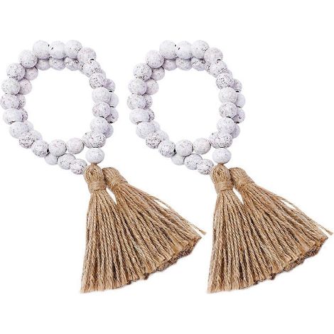 Guirlande de perles en bois, style rustique, avec pompons, 5 pièces, pour la décoration intérieure. (1/5)