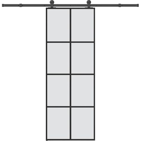 Schiebetür mit Beschlag 76x205 cm ESG-Glas & Aluminium