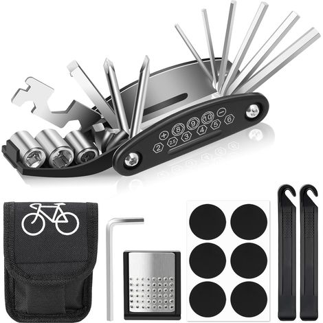 1 Kit Réparation Vélo, Outil Multifonction 16 En 1, Alliage Nickel, Clés Allen Tournevis, Cyclisme Extérieur
