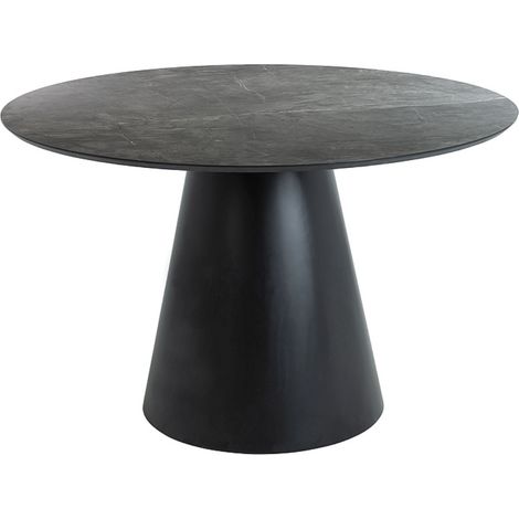 Table à manger design ronde - effet marbre noir - 120 cm Olta (1/4)