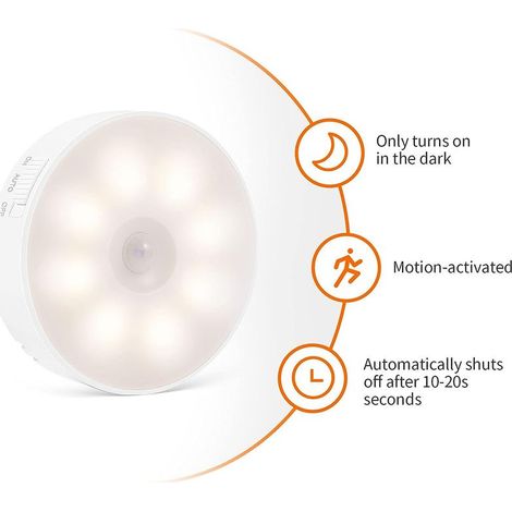 Wiederaufladbares LED-Nachtlicht per USB – 3er-Set mit Bewegungsmelder – 3 Beleuchtungsmodi – Lichtsensor für Küche, Flur, Treppenhaus – Ein Geld (1/5)