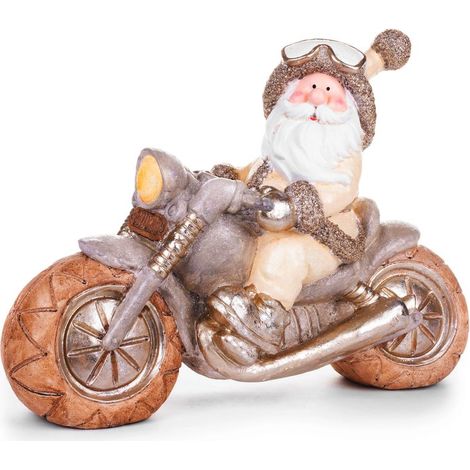 Weihnachtsdekoration MagicHome, Weihnachtsmann auf Motorrad, Retro, Keramik, 47x18,5x34 cm (1/2)