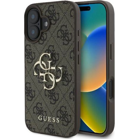 Funda rígida marrón Guess GUHCP16S4GMGBR para iPhone 16 de 6,1 pulgadas, 4G, con logo grande. (1/5)
