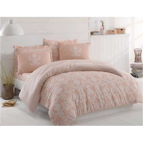 Bettbezug - 1 Bettdecke 220 x 240 cm + 2 Kissenbezüge 60 x 60 cm - 65% Baumwolle, 35% Polyester - Puder (1/3)
