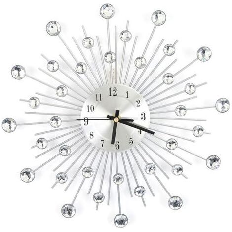Horloge murale en métal élégante et luxueuse ornée de diamants, décoration pour le salon et la chambre (1/5)