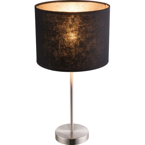 Lampe de lecture de table, lampe de chevet de chambre, interrupteur, spot, abat-jour textile noir