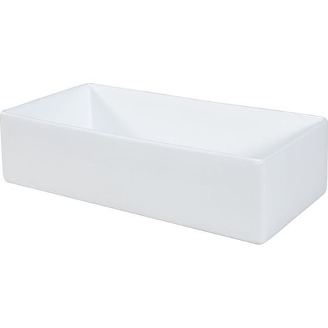 Rechteckiges Aufsatzwaschbecken 45x22 cm in glänzendem Weiß aus Keramik