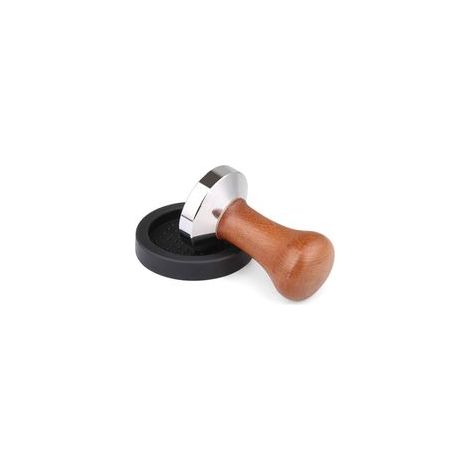 Presse à café avec tamper en acier chromé et manche bois, 51 mm – (1/5)