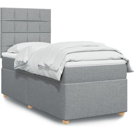 Boxspringbett mit Matratze Hellgrau 80x200 cm Stoff