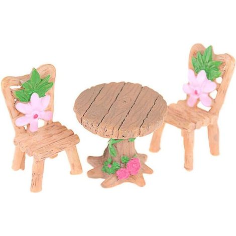 3 Resin Floral Miniature Chairs, Miniature DIY Garden Accessories Micro Landscape Fairy Garden Dollhouse Decor (1/4)