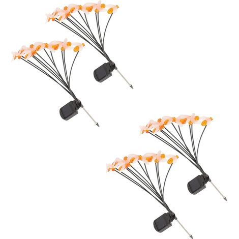 Solar Garden Lights - 4 Pack - 10 LED Per Light - IP65 Waterproof - For Driveway Patio Lawn - Flower Design - Outdoor Decoration (1/5)
