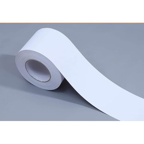 Bordure Papier Peint - 1 Rouleau - Vinyle Blanc Mat - Autocollante Et Imperméable - Pour Cuisine Salle De Bain Salon - 5 Cm X 10 M (1/5)