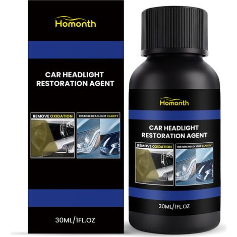Liquide nettoyant pour phares de voiture HOMONTH - Facile à utiliser, sans démontage, pour polir et rénover vos phares à domicile, 30 ml (1/5)