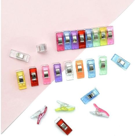 50 pinces à tissu en ABS et acier inoxydable, clips de couture colorés avec repères de mesure, idéaux pour bricolage et reliure (1/3)