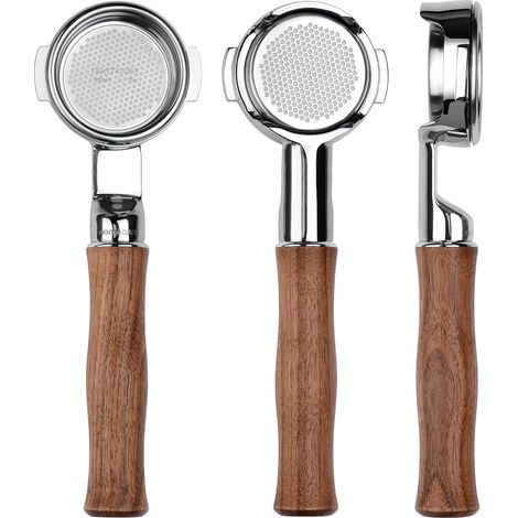 Porte-filtre fin sans fond avec col allongé - Panier d'aspiration de 18 g de haut - Compatible avec tête de groupe E61, 58, poignée en (1/5)
