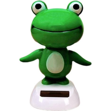 Décoration de tableau de bord de voiture avec tête oscillante alimentée à l'énergie solaire (2025), motif grenouille de dessin animé. (1/5)