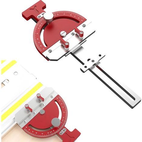 Jauge d'onglet réglable multi-angles pour scie à table - Guide carré à angle droit - Butée d'angle pour rail de guidage Makita Festool DeWalt (1/5)