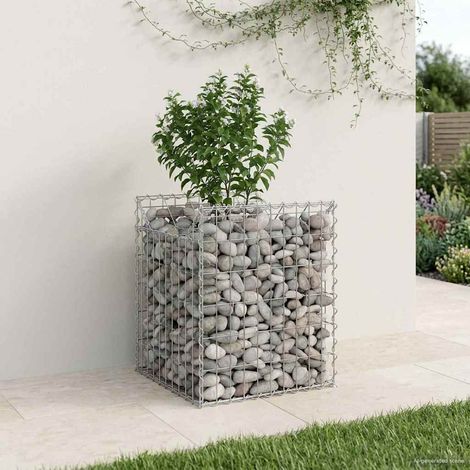 Gabionen Hochbeet Silber 50 x 50 x 60 cm Verzinkter Stahl