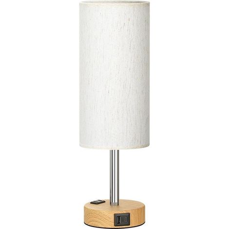 Lampe de chevet (1 pack) avec 2 prises A+C et ampoules, variateur tactile à 3 niveaux, abat-jour en lin, convient pour chambre(ampoule incluse) (1/5)
