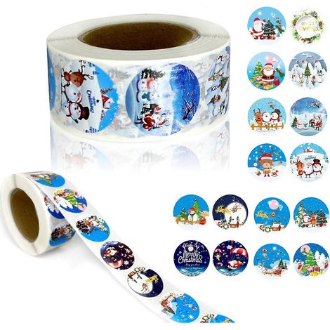 Autocollants de Noël, autocollants cadeaux, étiquettes de Noël, autocollants de Noël à faire soi-même, emballage cadeau à faire soi-même (bleu) (1/4)