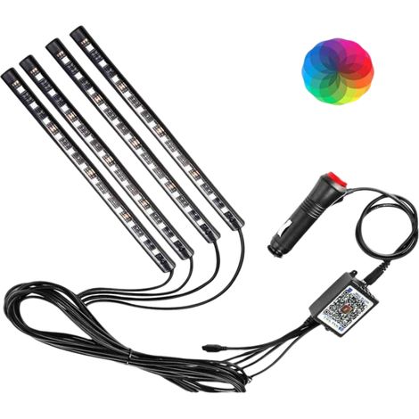 Bandes Lumineuses Interieures Voiture - 48 LED RGB Ambiantes avec Commande App et Port USB - Pour Habitacle Automobile - 1 Pièce