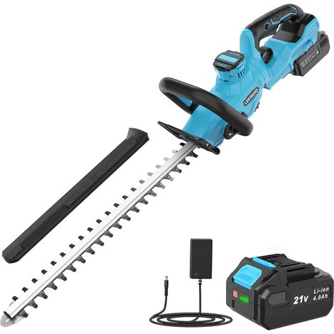Taille Haie Batterie, Taille Haie Electrique avec Batterie 4.0Ah, 180°Réglable, 51 cm Longueur de Coupe, 16 mm Écartement des Dents, Couvercle Lame pour Haies, Branches, Arbustes, Rameaux (1/5)