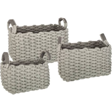 Set de 3 Paniers de rangement rectangle en Coton - Atmosphera (1/5)