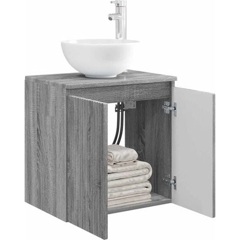 Meuble Salle de Bain Mural avec Lavabo, 49.5 x 41 x 64.5 cm, Design Moderne Gris Sonoma, Rangement Pratique et Compact pour WC ou Petite Salle d'Eau (1/5)