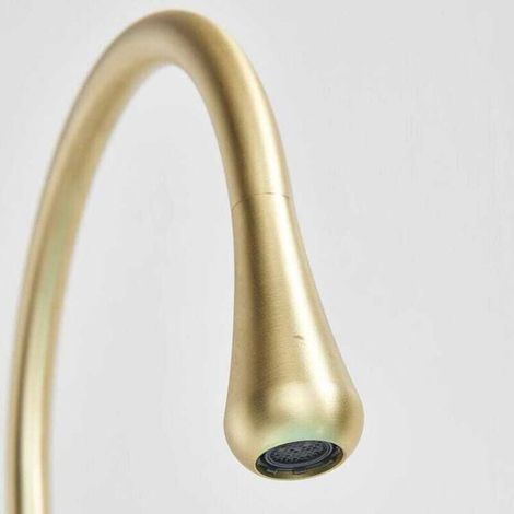Mitigeur lavabo finition or brossé – Robinet salle de bain chic – Eau chaude et froide, accessoire haut de gamme