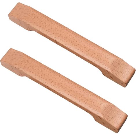 Lot de 2 poignées meubles en bois, boutons tiroir bois massif (1/5)