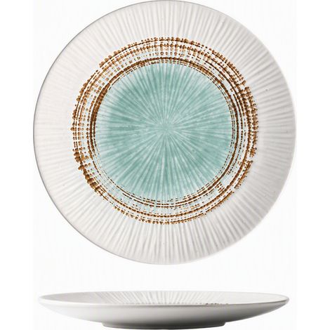 Assiette japonaise à rayures 10 pouces, décor encre verte