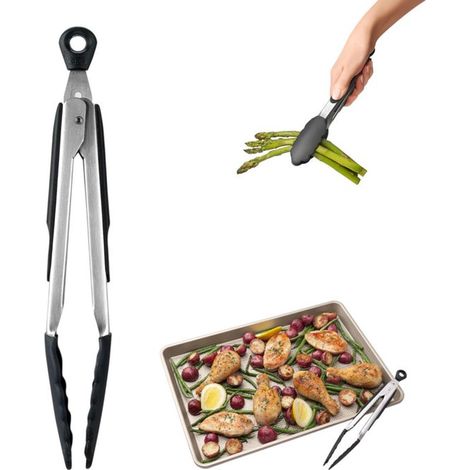 1 pinza da barbecue in silicone, pinza per carne da cucina, pinza da portata, accessorio per grigliare, pinza da barbecue in silicone da 21 cm, pinza per carne (1/5)