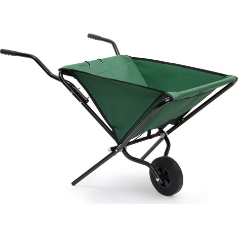 Relaxdays – Brouette de jardin pliable 56L – Charge max. 30 kg – Dimensions H x L x P : 66 x 42 x 112 cm – Accrochable au mur (1/5)