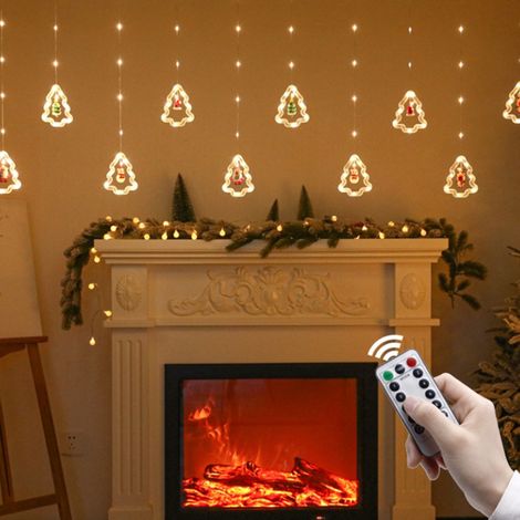 Guirlande lumineuse féérique à LED en forme d'étoile, sapin de Noël, bonhomme de neige et Père Noël pour décorations intérieures et extérieures (fêtes, mariages, Noël) (1/5)