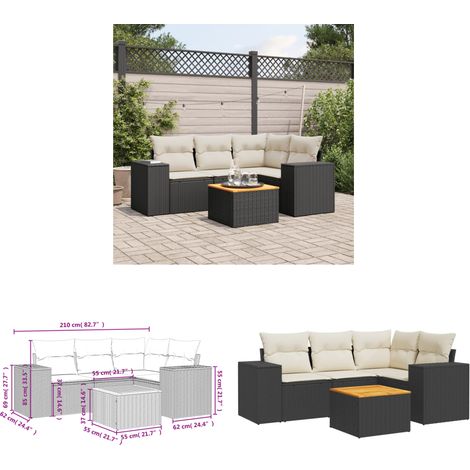 Salon de jardin 5 pcs avec coussins noir résine tressée - Ensemble Salon De Jardin - Meuble Extérieur - Jardin Design - Mobilier De Jardin - Set Salon - Home & Living (1/3)