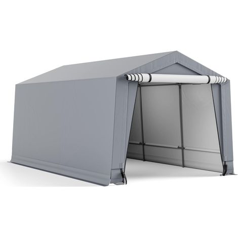 Goplus – Tente garage imperméable 490x290x245 cm – Cadre en acier galvanisé antirouille – Portes détachables avec fermetures à glissière – Abri pour voiture/camping-car