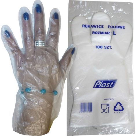 Guantes desechables de lámina de HDPE, talla L, 100 unidades
