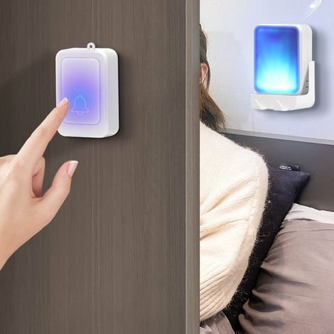 Kabellose Türklingel mit blinkender LED und Batteriebetrieb – Set für Senioren und Hörgeschädigte – 28 Melodien, 8 Lautstärkestufen – 102 x 67 x 30 mm (1/5)
