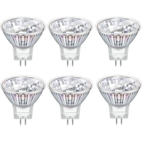 Pack of 6 MR11 GU4 20W 12V Dimmable Warm White Glass Bulbs for Recessed Cabinet Lighting (1/5)