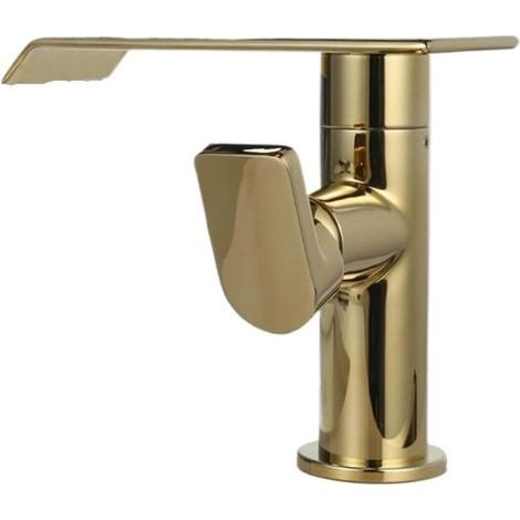 Basin tap, waterfall spout, single-lever mixer, gold. Basin tap, waterfall spout, single-lever mixer, gold. (1/5)