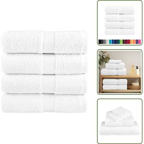 Serviette d'entraînement - vidaXL Serviettes d'invité de qualité supérieure SOLUND 4 pcs blanc - Serviette de cuisine (1/5)