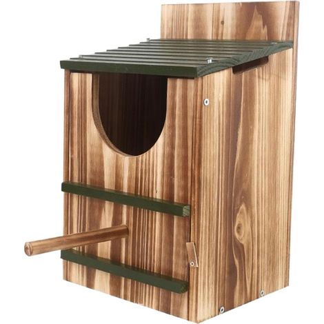 1 Nichoir à Chouette, Bois Carbonisé Imperméable, Abri Extérieur Jardin