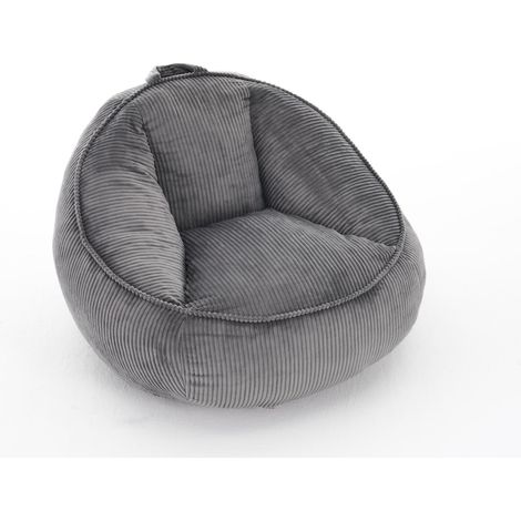 Pouf fauteuil ergonomique en velours côtelé gris clair, remplissage à mémoire de forme, pour salon, chambre, bureau et coin lecture - CHICFURN