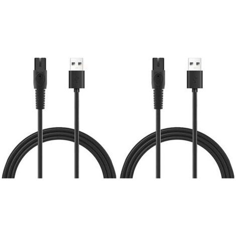 Paquete de 2 cables de carga USB de 5V 1A para afeitadoras eléctricas QP2724, QP2834, QP1924 y MG9520. (1/4)