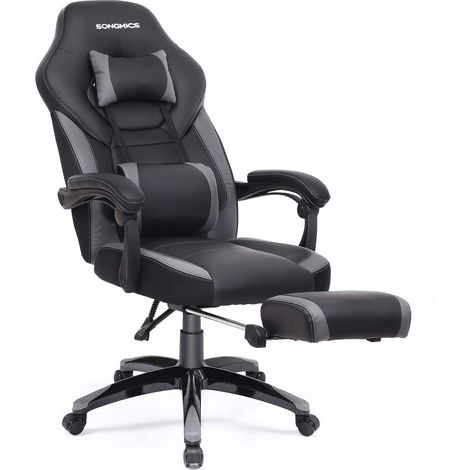 Sillón silla de oficina gaming gamer con cojín negro gris 120000400 (1/5)