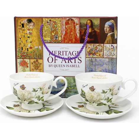 Juego de 2 tazas de porcelana Rosas Blancas - Reina Isabel 250 ml