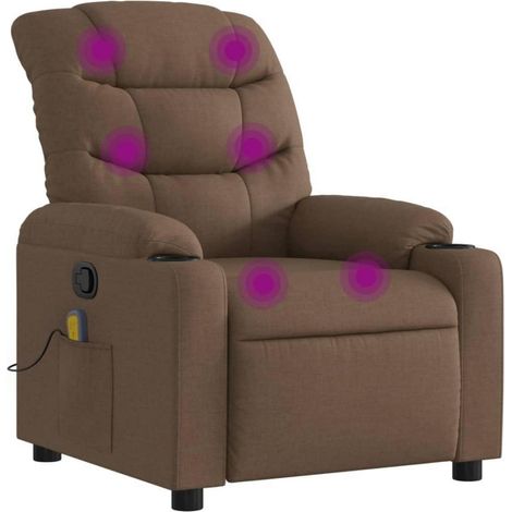 Massagesessel mit Verstellbarer Rückenlehne & Fußteil, Relaxsessel Braun Stoff (1/5)
