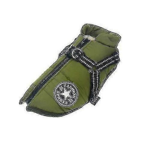 Große Hundejacke mit Geschirr, warme und wasserdichte Winterkleidung für Hunde. – Größe L – Grün (1/4)